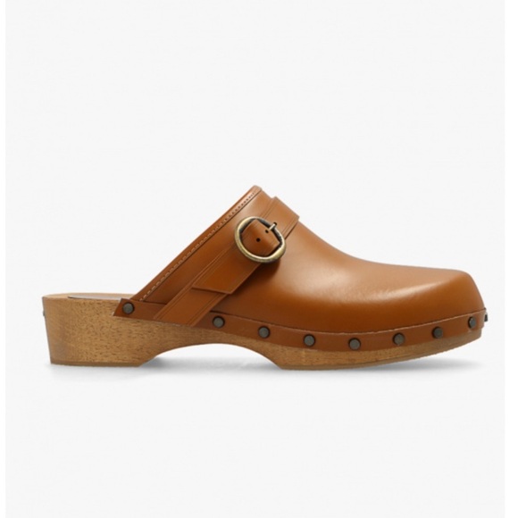 Isabel Marant Thalie Buckle Leather Brown clogs size 10